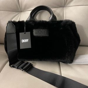 DKNY Black Faux Fur Handbag NEW